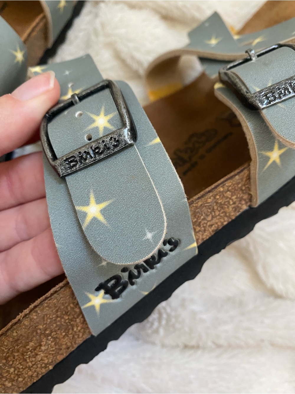 Birki's by Birkenstock blue-gray star cross-strap sandals Sz 7 - Picture 4 of 6